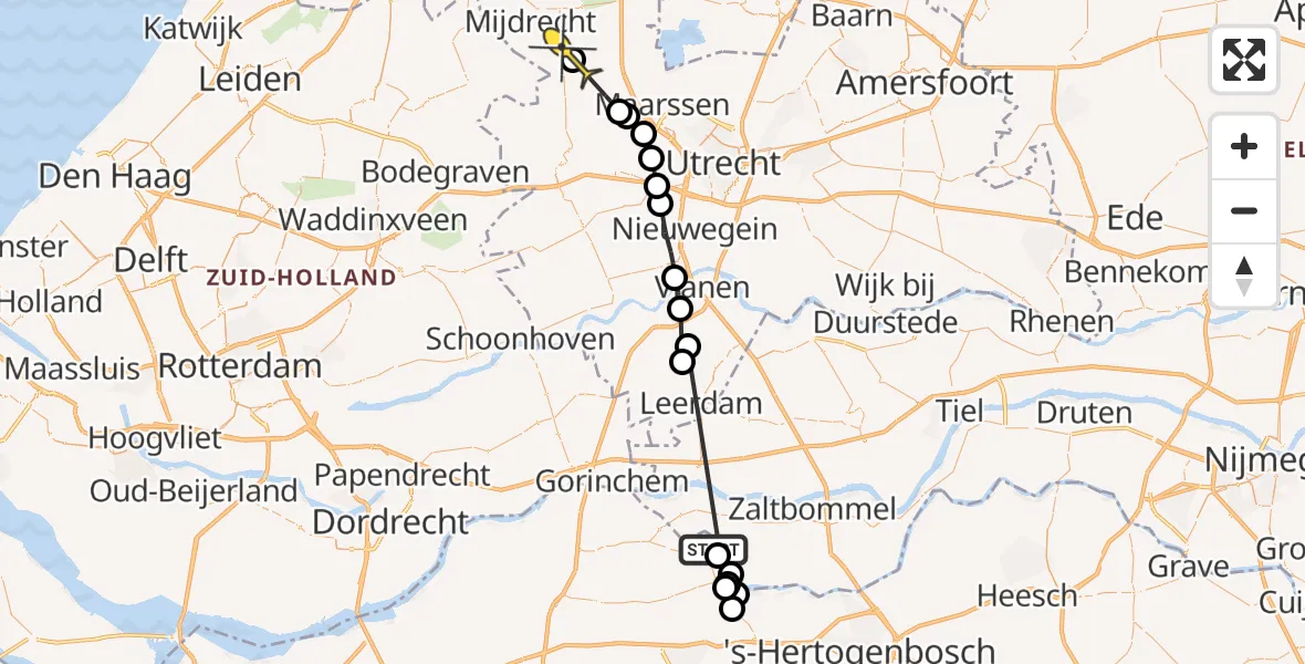 Routekaart van de vlucht: Politiehelikopter naar Wilnis