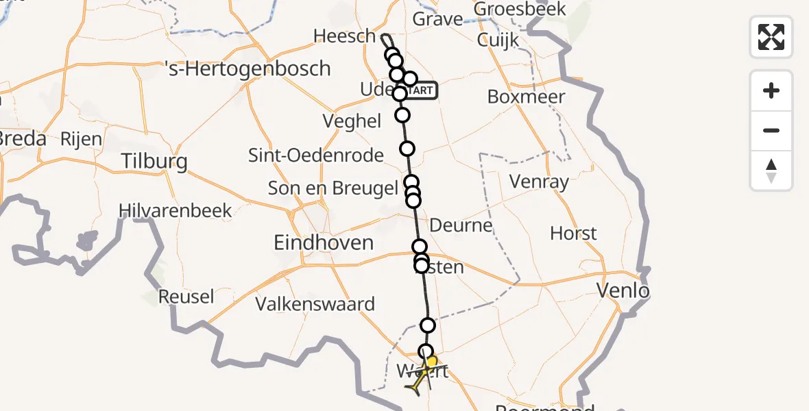 Routekaart van de vlucht: Lifeliner 3 naar Weert