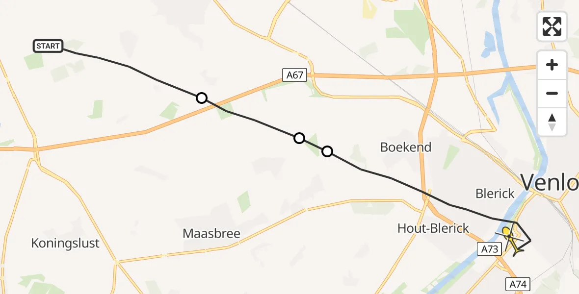Routekaart van de vlucht: Lifeliner 3 naar Venlo