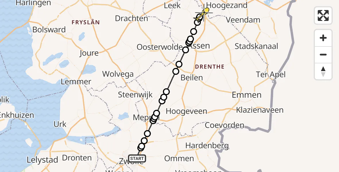 Routekaart van de vlucht: Lifeliner 4 naar Groningen Airport Eelde