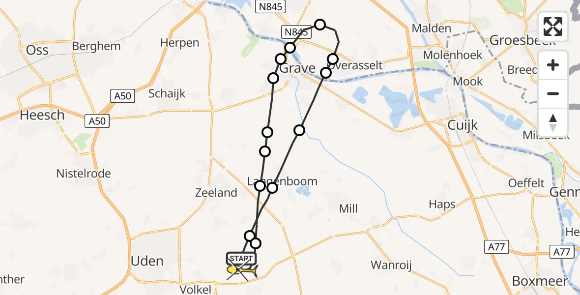 Routekaart van de vlucht: Lifeliner 3 naar Vliegbasis Volkel