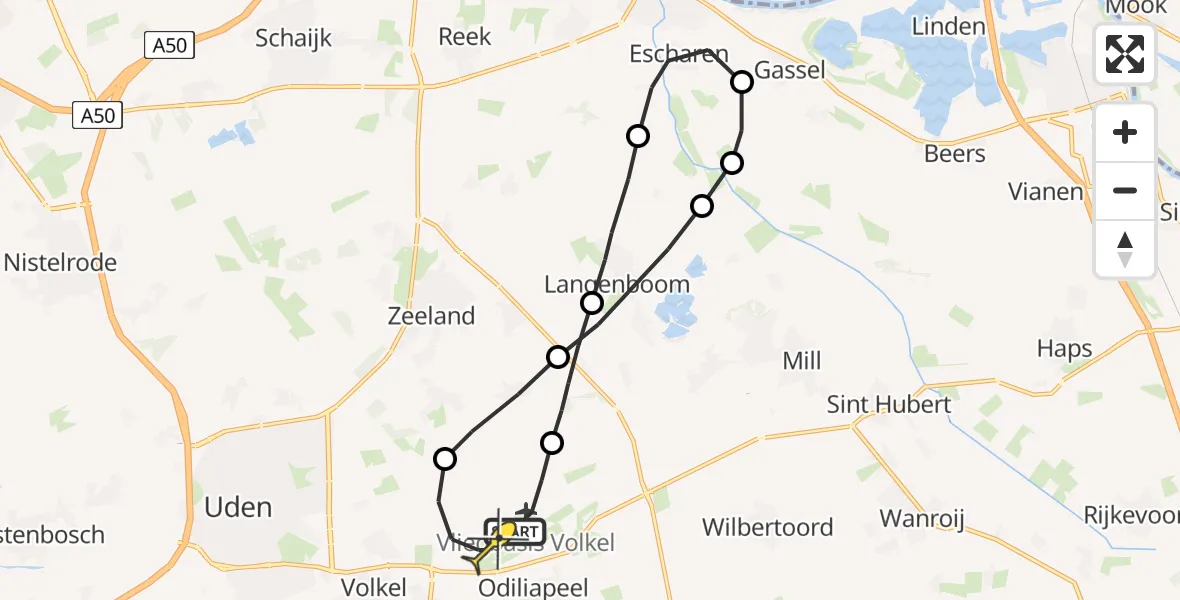 Routekaart van de vlucht: Lifeliner 3 naar Vliegbasis Volkel