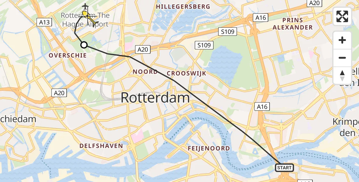 Routekaart van de vlucht: Lifeliner 2 naar Rotterdam The Hague Airport