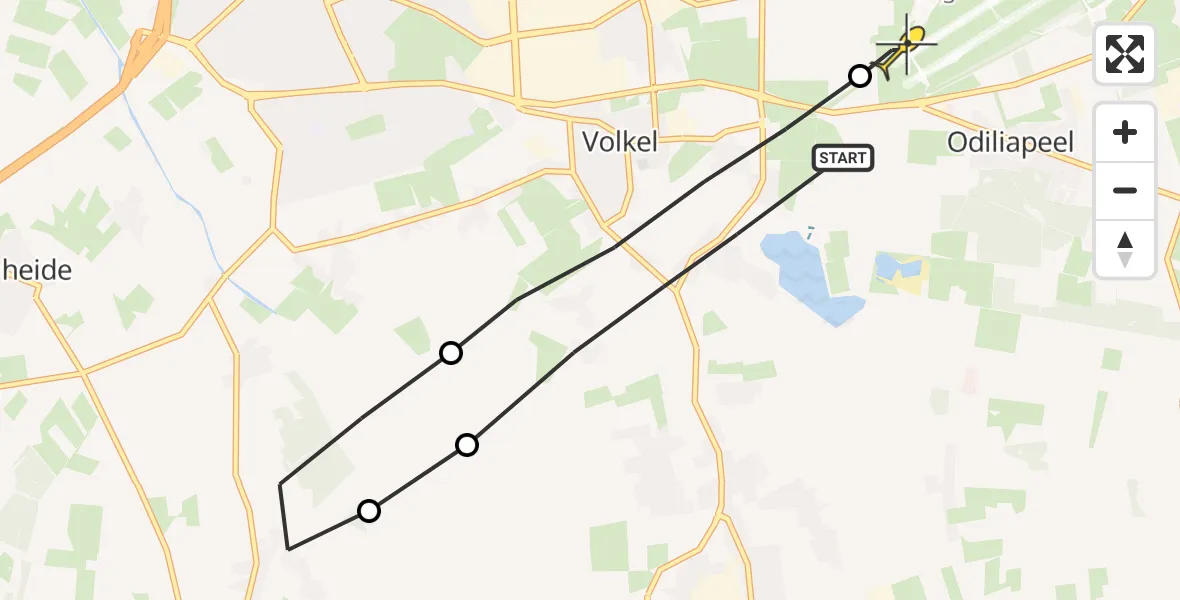 Routekaart van de vlucht: Lifeliner 3 naar Vliegbasis Volkel