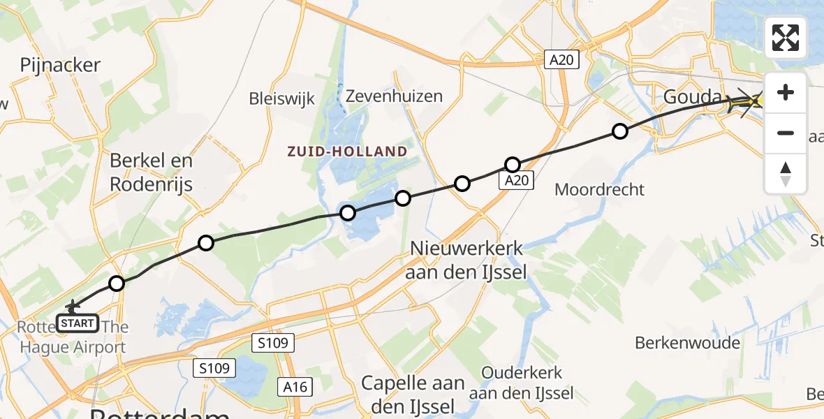 Routekaart van de vlucht: Lifeliner 2 naar Gouda