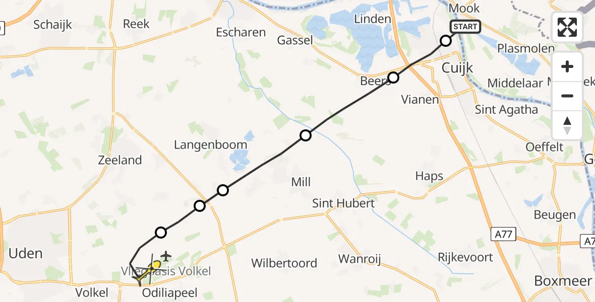 Routekaart van de vlucht: Lifeliner 3 naar Vliegbasis Volkel