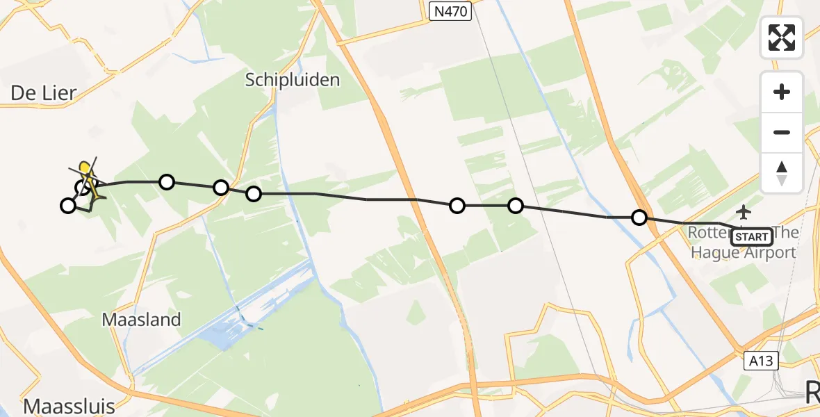 Routekaart van de vlucht: Lifeliner 2 naar De Lier