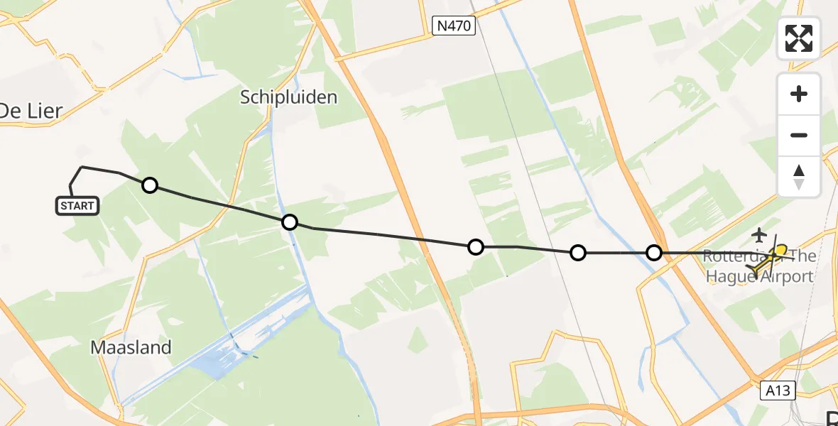 Routekaart van de vlucht: Lifeliner 2 naar Rotterdam The Hague Airport