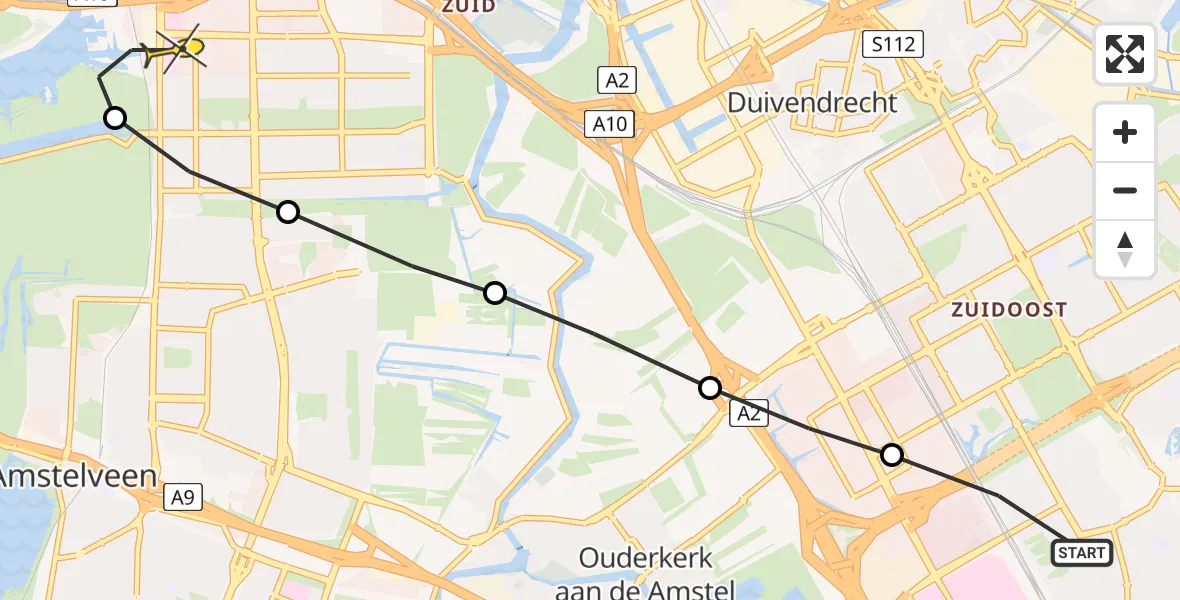 Routekaart van de vlucht: Lifeliner 1 naar VU Medisch Centrum Amsterdam