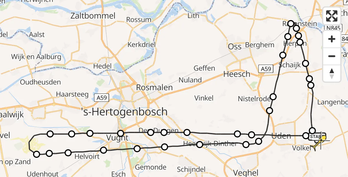 Routekaart van de vlucht: Lifeliner 3 naar Vliegbasis Volkel