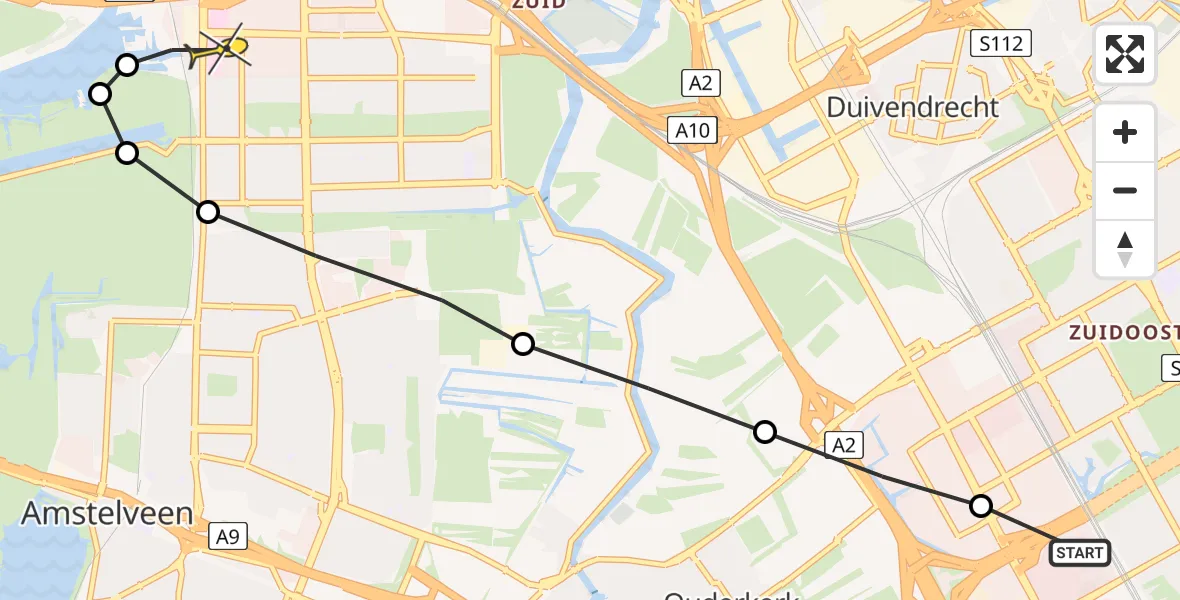 Routekaart van de vlucht: Lifeliner 1 naar VU Medisch Centrum Amsterdam