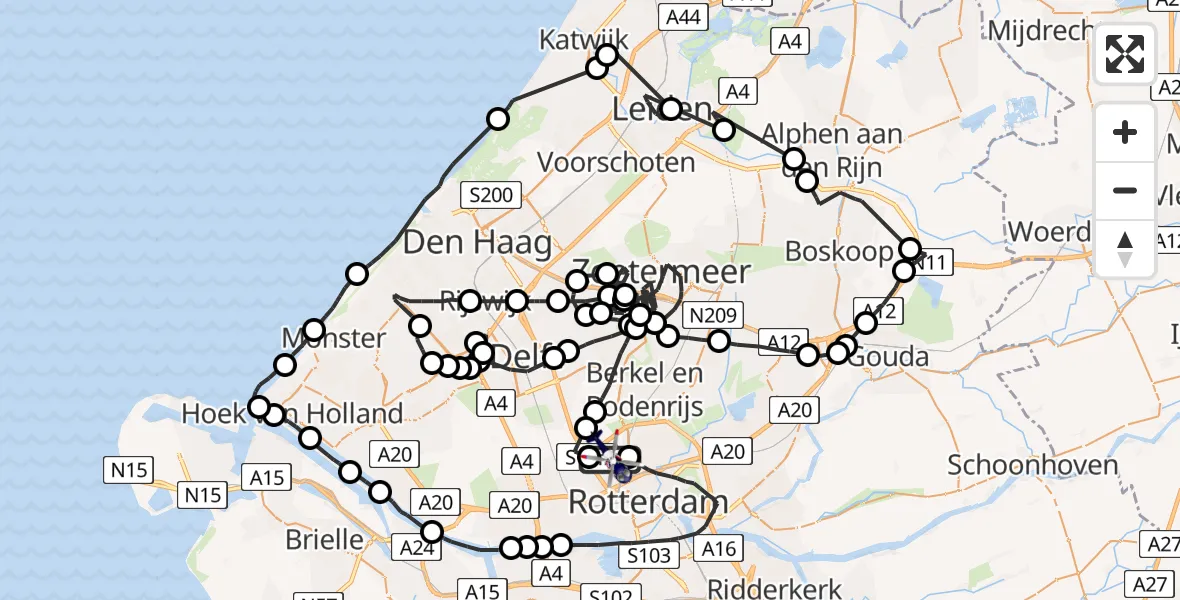 Vluchtroute Politiehelikopter Rotterdam The Hague Airport - Rotterdam The Hague Airport, 18 mei 2023, 18:36