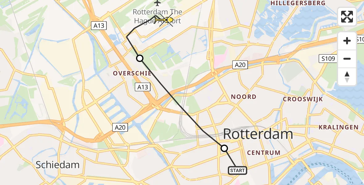 Routekaart van de vlucht: Lifeliner 2 naar Rotterdam The Hague Airport