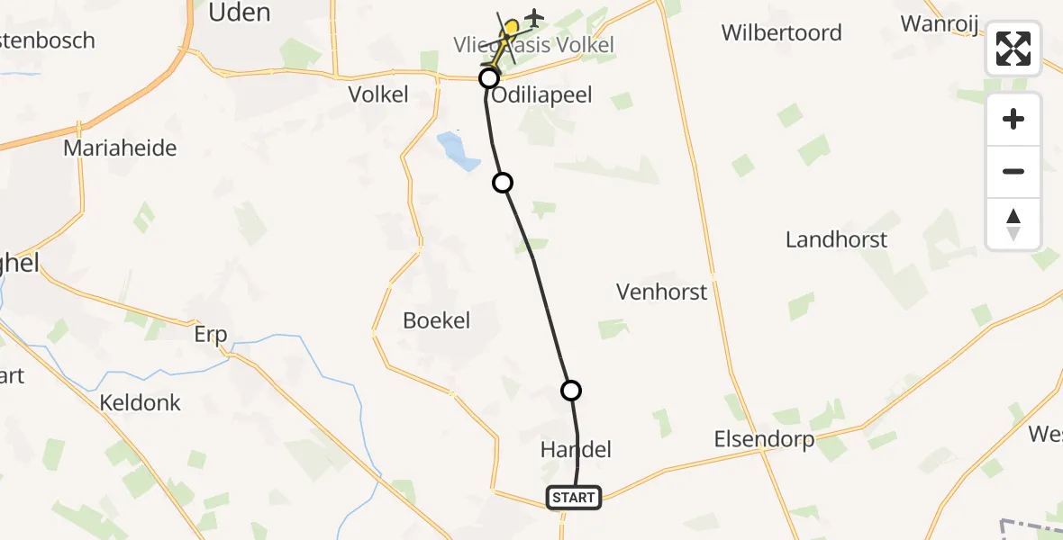 Routekaart van de vlucht: Lifeliner 3 naar Vliegbasis Volkel