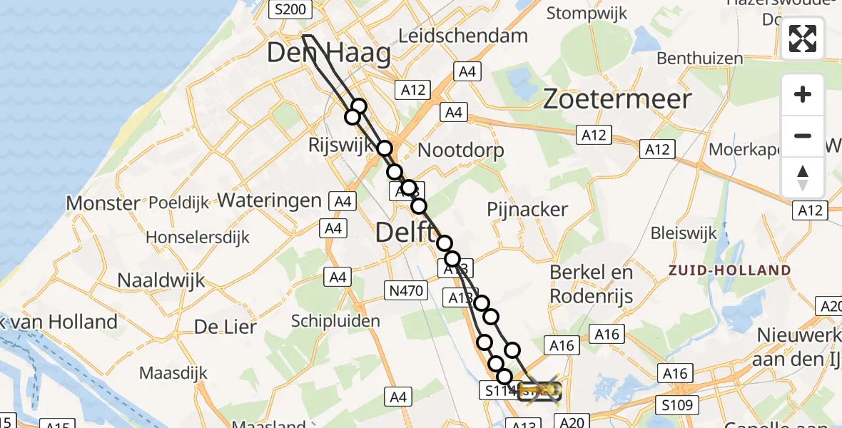 Vluchtroute Traumahelikopter Rotterdam The Hague Airport - Rotterdam The Hague Airport, 19 mei 2023, 06:37