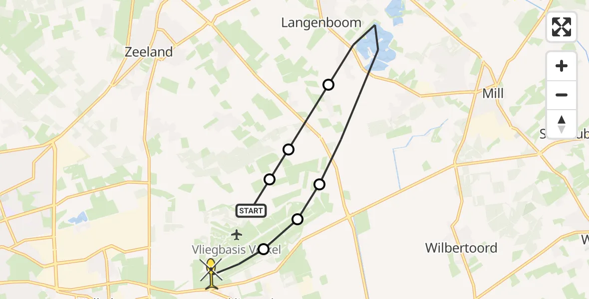 Routekaart van de vlucht: Lifeliner 3 naar Vliegbasis Volkel