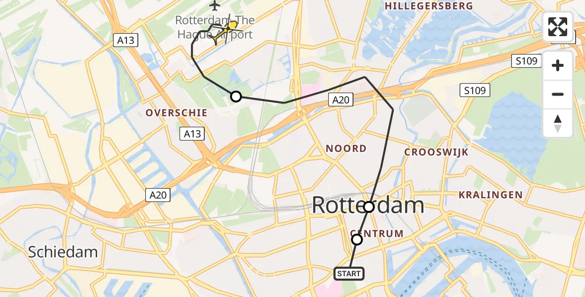 Routekaart van de vlucht: Lifeliner 2 naar Rotterdam The Hague Airport