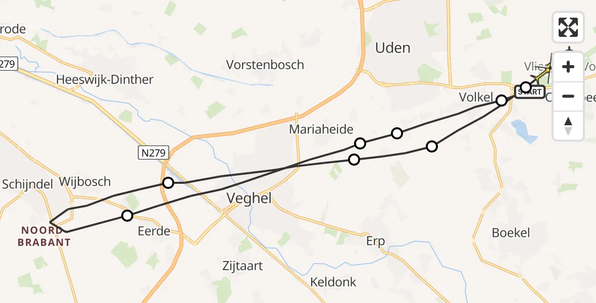 Routekaart van de vlucht: Lifeliner 3 naar Vliegbasis Volkel