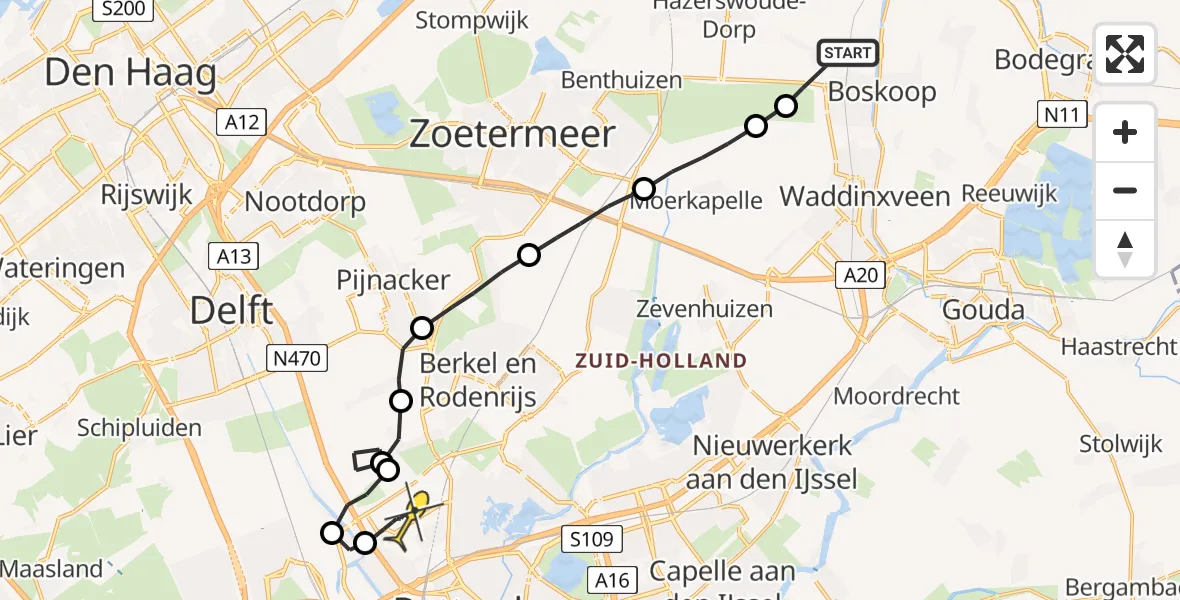 Routekaart van de vlucht: Lifeliner 2 naar Rotterdam The Hague Airport