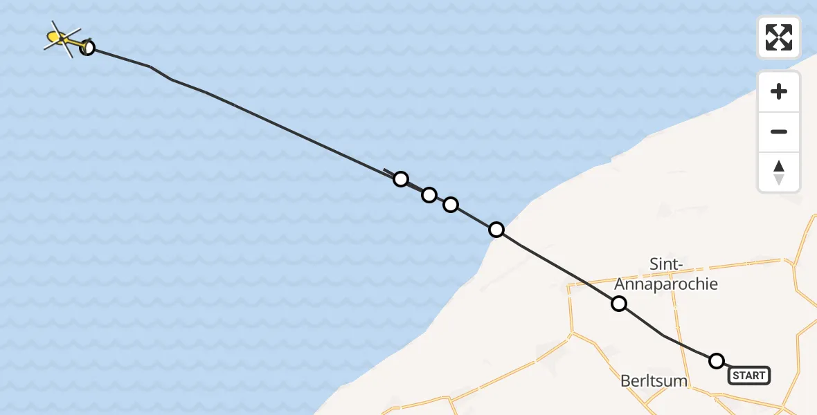 Routekaart van de vlucht: Ambulanceheli naar Formerum