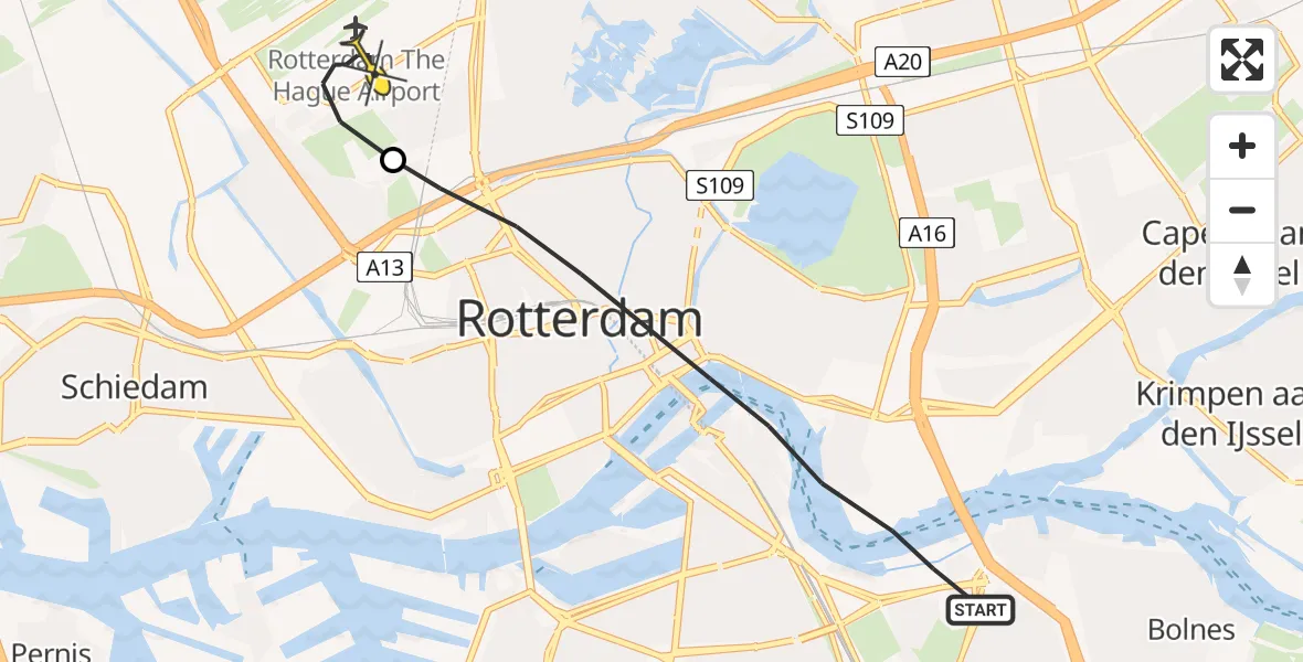 Routekaart van de vlucht: Lifeliner 2 naar Rotterdam The Hague Airport