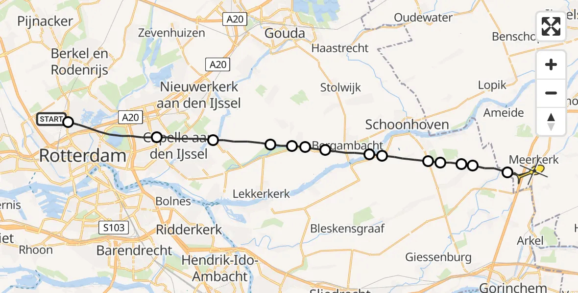 Routekaart van de vlucht: Lifeliner 2 naar Meerkerk