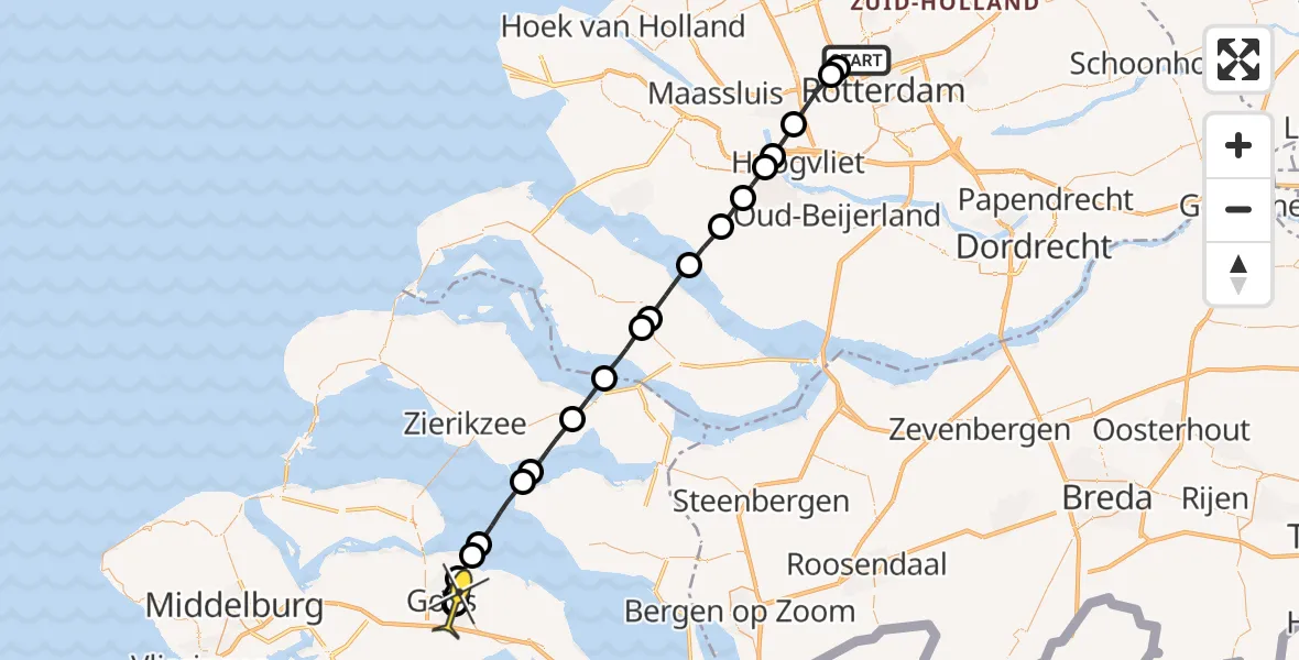 Routekaart van de vlucht: Lifeliner 2 naar Kloetinge