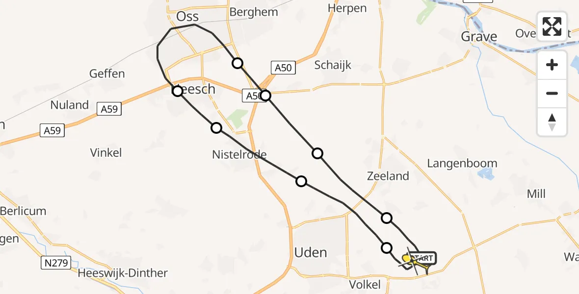 Routekaart van de vlucht: Lifeliner 3 naar Vliegbasis Volkel