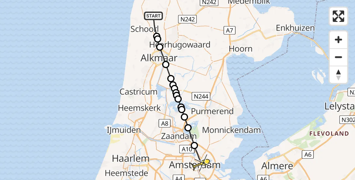 Routekaart van de vlucht: Lifeliner 1 naar Amsterdam