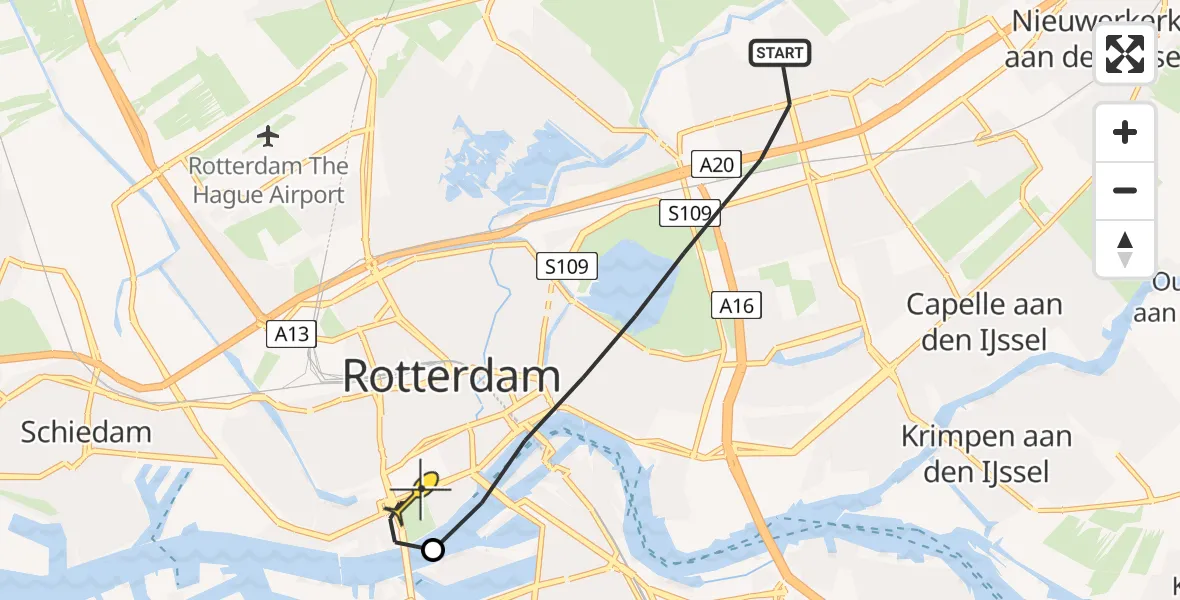 Routekaart van de vlucht: Lifeliner 2 naar Erasmus MC