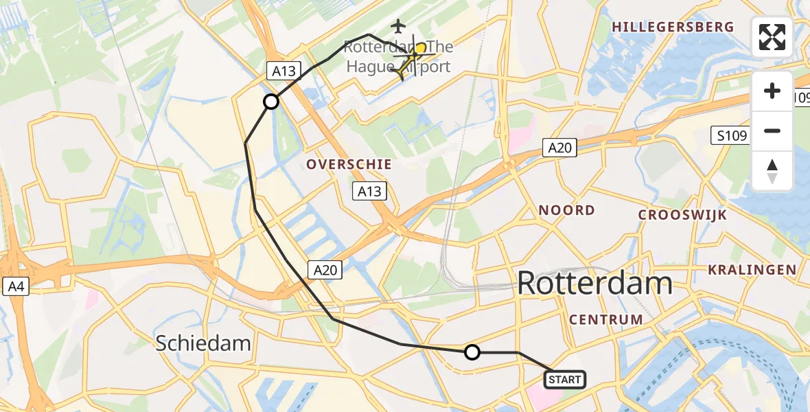 Routekaart van de vlucht: Lifeliner 2 naar Rotterdam The Hague Airport