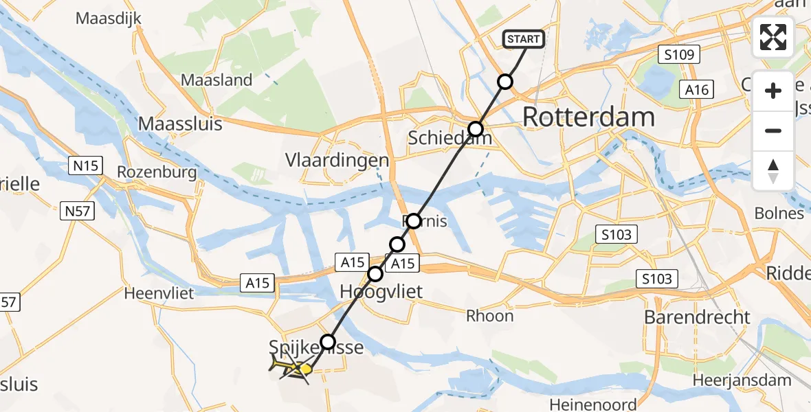 Routekaart van de vlucht: Lifeliner 2 naar Spijkenisse