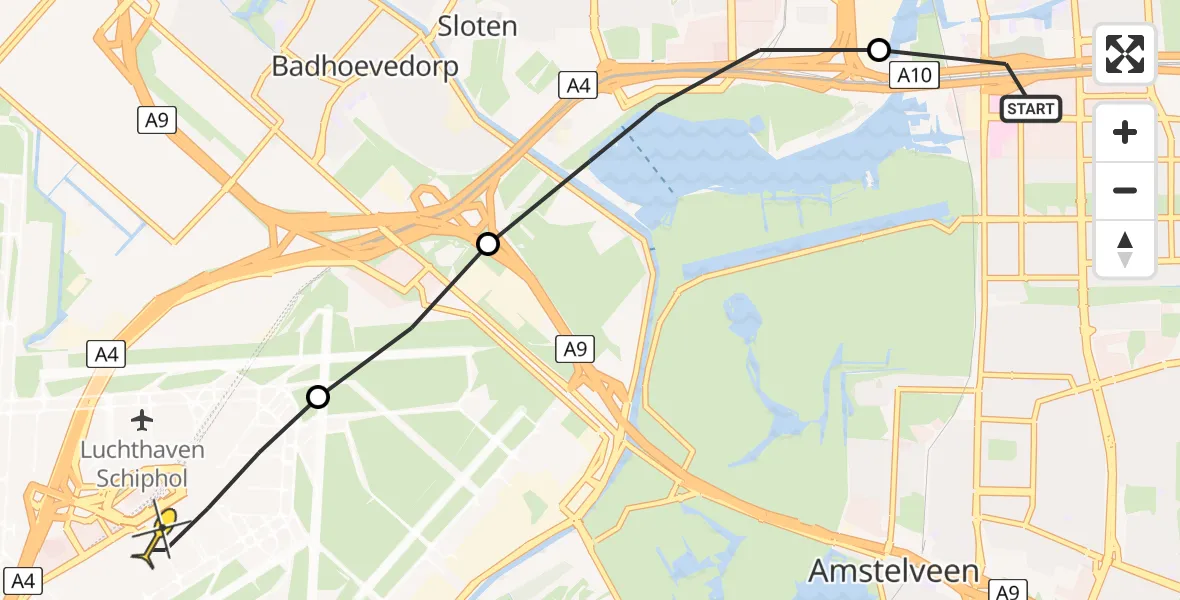 Routekaart van de vlucht: Lifeliner 1 naar Luchthaven Schiphol