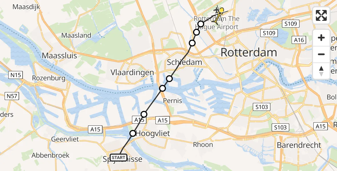 Routekaart van de vlucht: Lifeliner 2 naar Rotterdam The Hague Airport