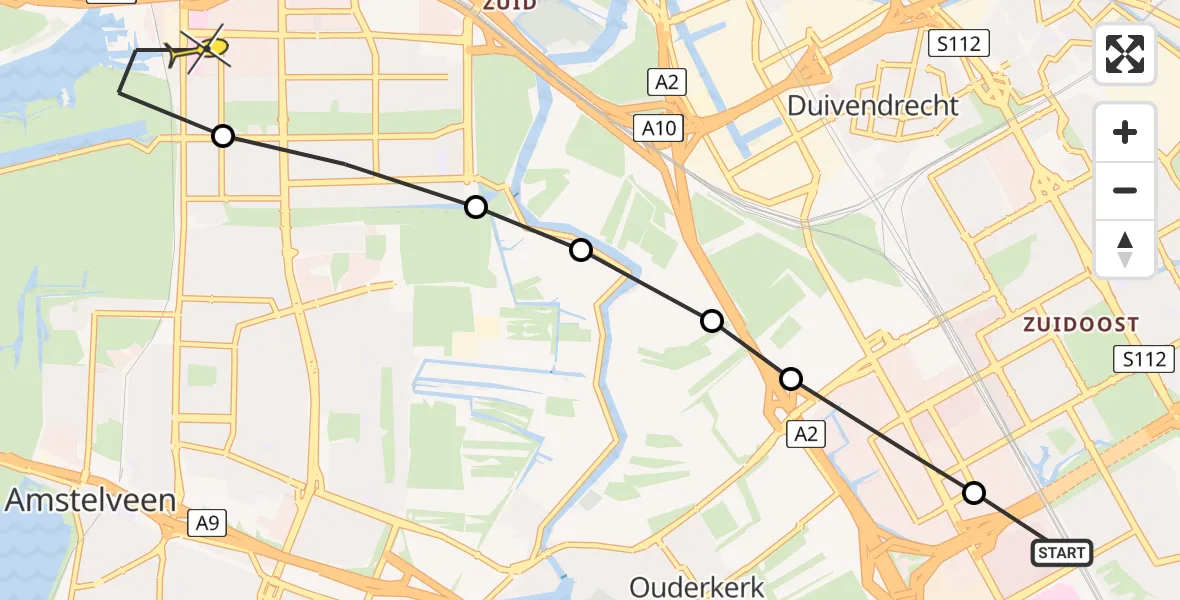 Routekaart van de vlucht: Lifeliner 1 naar VU Medisch Centrum Amsterdam