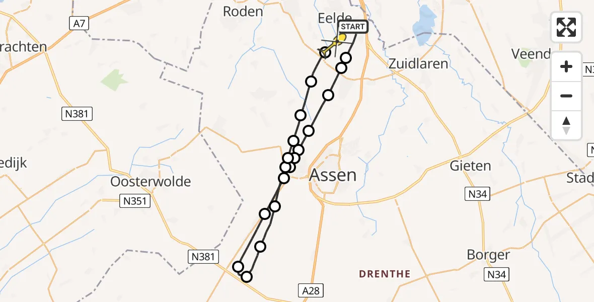 Routekaart van de vlucht: Lifeliner 4 naar Groningen Airport Eelde