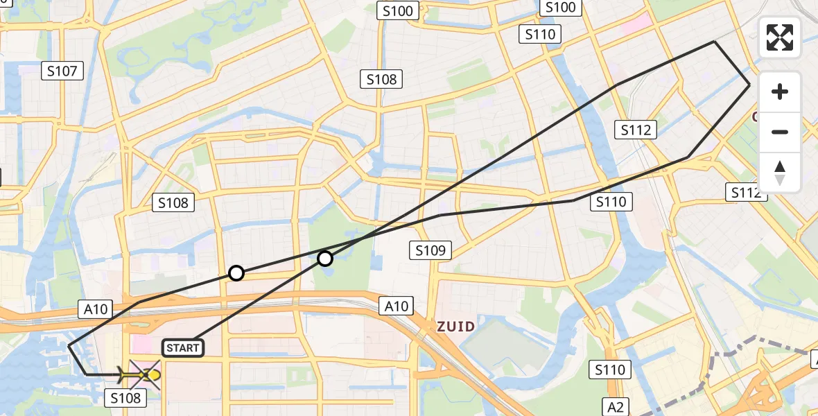 Routekaart van de vlucht: Lifeliner 1 naar VU Medisch Centrum Amsterdam