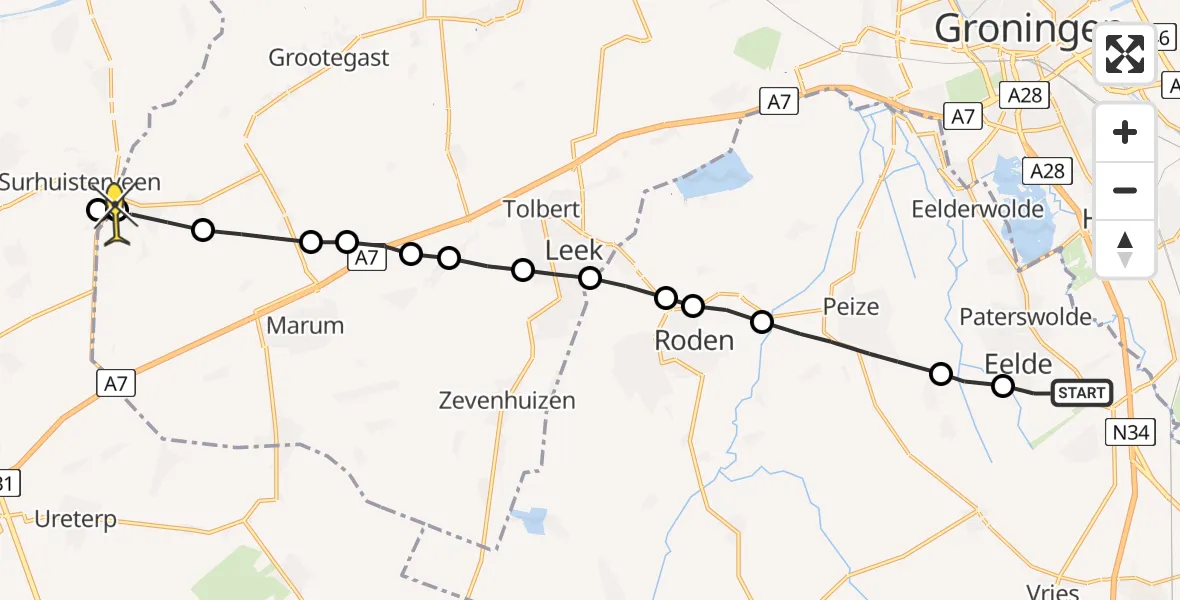 Routekaart van de vlucht: Lifeliner 4 naar Opende