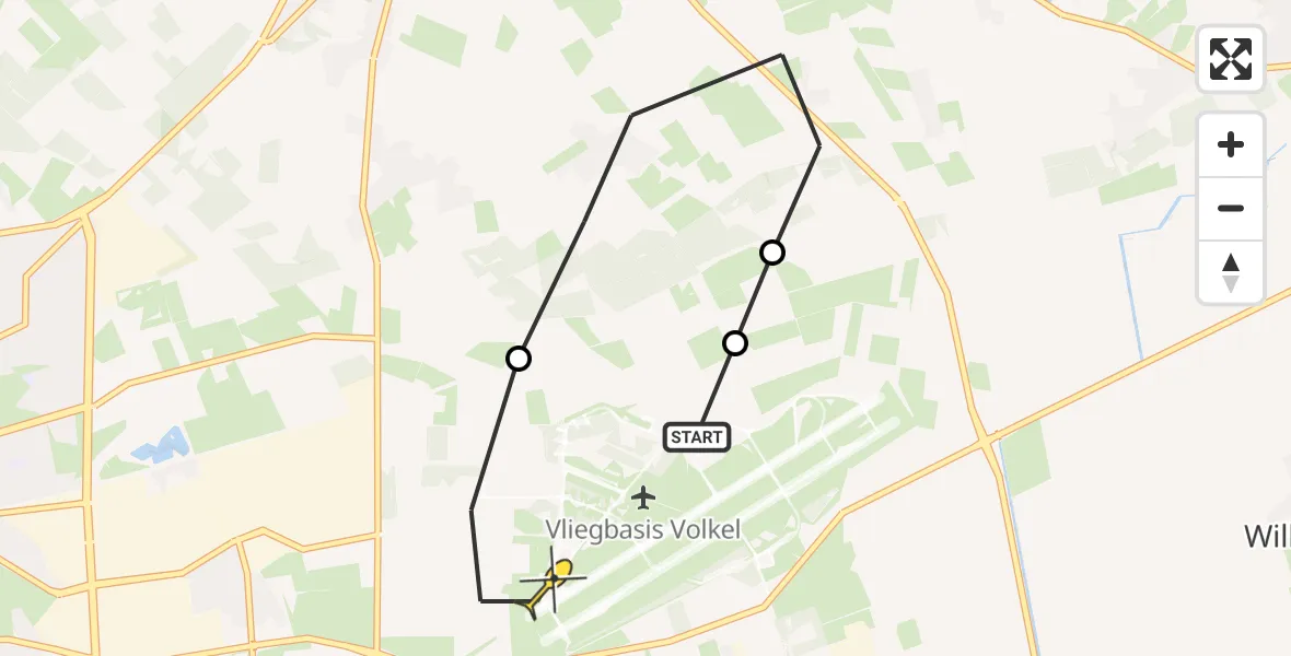 Routekaart van de vlucht: Lifeliner 3 naar Vliegbasis Volkel