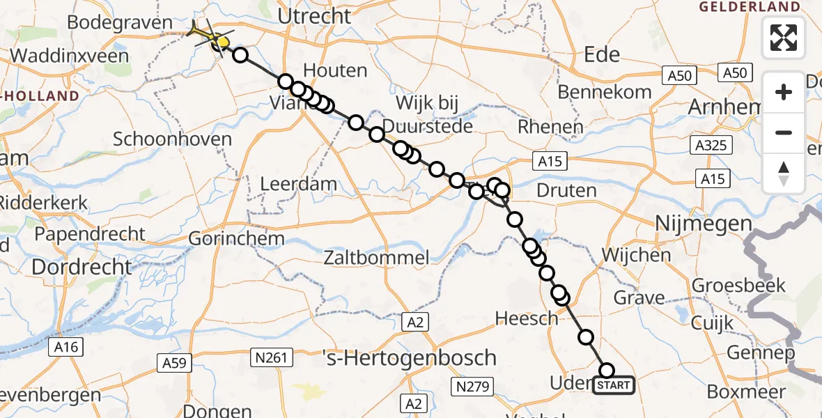 Routekaart van de vlucht: Lifeliner 3 naar Linschoten