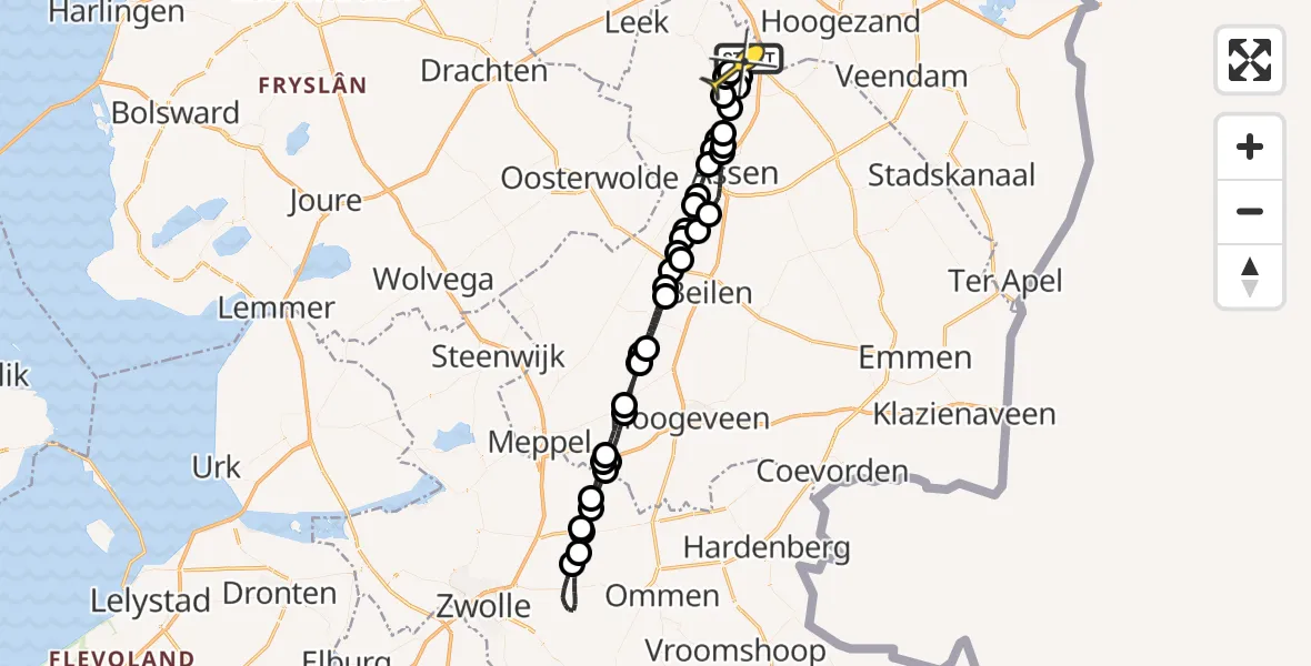 Routekaart van de vlucht: Lifeliner 4 naar Groningen Airport Eelde
