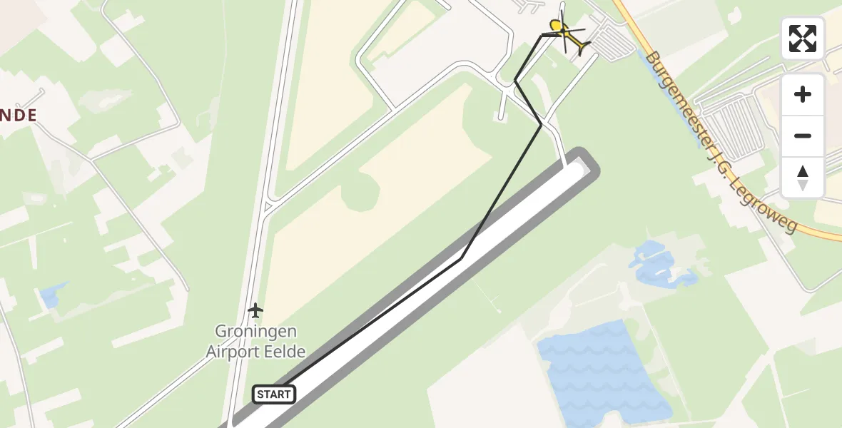 Routekaart van de vlucht: Lifeliner 4 naar Groningen Airport Eelde