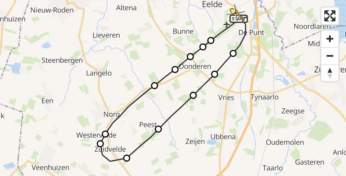 Routekaart van de vlucht: Lifeliner 4 naar Groningen Airport Eelde