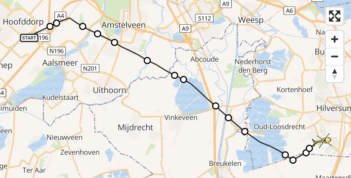 Routekaart van de vlucht: Lifeliner 3 naar Vliegveld Hilversum