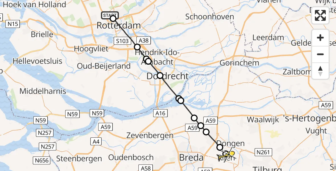 Routekaart van de vlucht: Lifeliner 2 naar Rijen