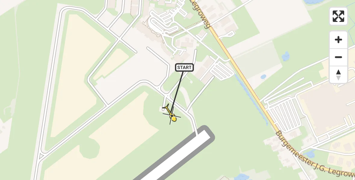 Routekaart van de vlucht: Traumahelikopter naar Groningen Airport Eelde