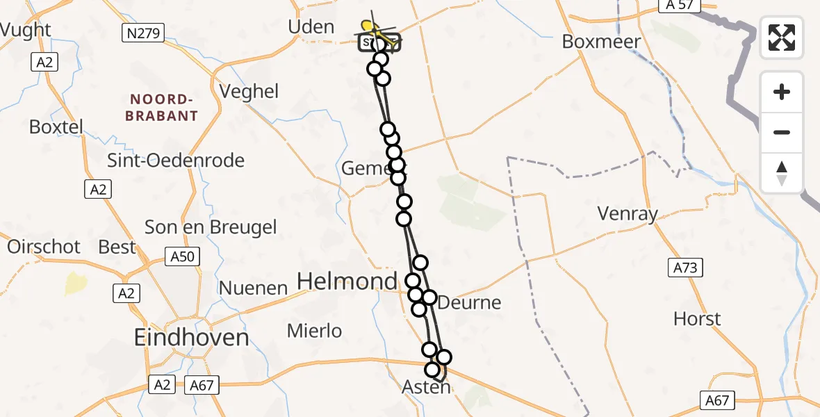 Routekaart van de vlucht: Lifeliner 3 naar Vliegbasis Volkel