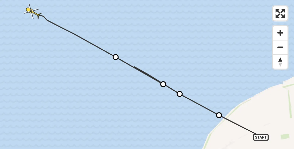 Routekaart van de vlucht: Ambulanceheli naar Oosterend