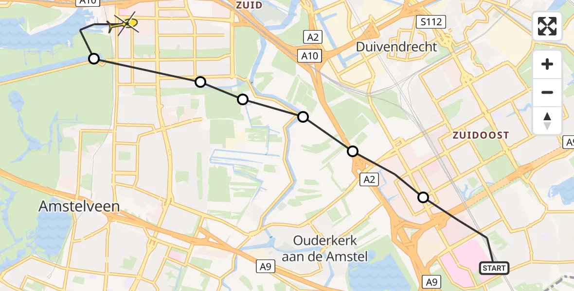 Routekaart van de vlucht: Lifeliner 1 naar VU Medisch Centrum Amsterdam