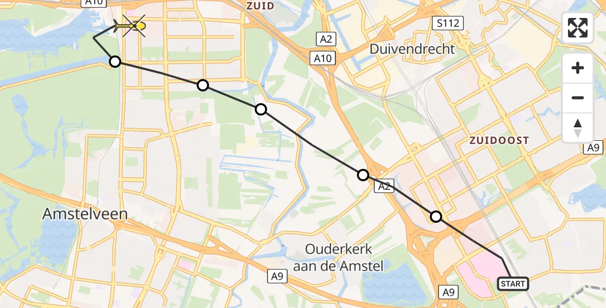 Routekaart van de vlucht: Lifeliner 1 naar VU Medisch Centrum Amsterdam